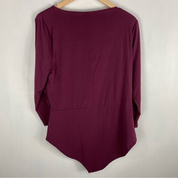 Lane Bryant Keyhole‎ Long Sleeve One Piece Bodysuit Burgundy Size 14/16 (NWT) - Picture 6 of 6